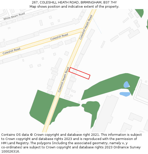 267, COLESHILL HEATH ROAD, BIRMINGHAM, B37 7HY: Location map and indicative extent of plot