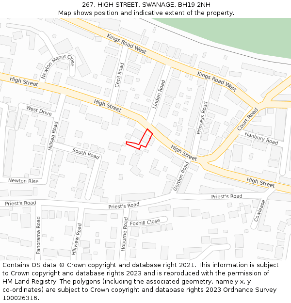267, HIGH STREET, SWANAGE, BH19 2NH: Location map and indicative extent of plot