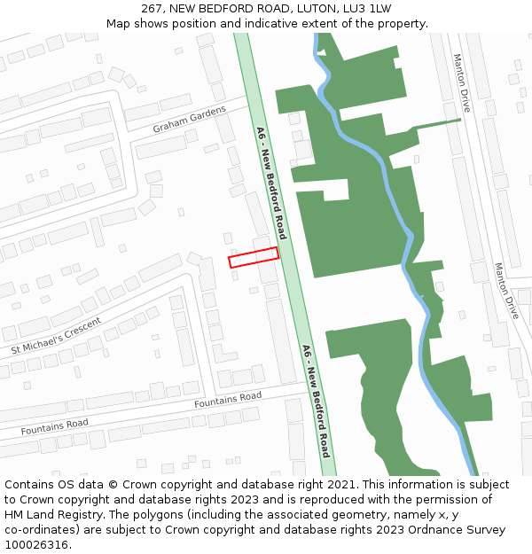 267, NEW BEDFORD ROAD, LUTON, LU3 1LW: Location map and indicative extent of plot