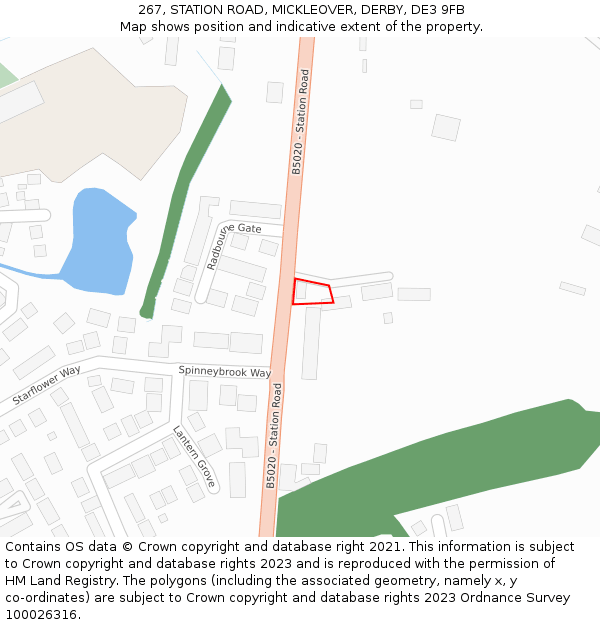 267, STATION ROAD, MICKLEOVER, DERBY, DE3 9FB: Location map and indicative extent of plot