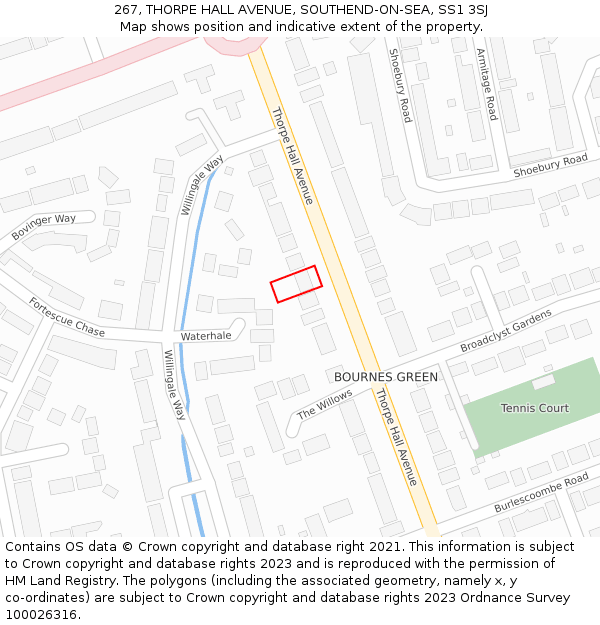 267, THORPE HALL AVENUE, SOUTHEND-ON-SEA, SS1 3SJ: Location map and indicative extent of plot