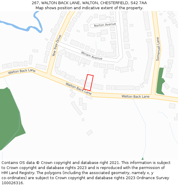 267, WALTON BACK LANE, WALTON, CHESTERFIELD, S42 7AA: Location map and indicative extent of plot