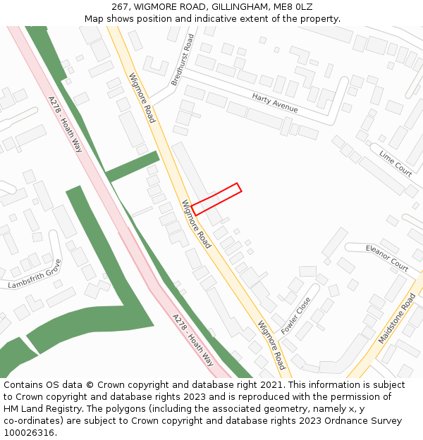 267, WIGMORE ROAD, GILLINGHAM, ME8 0LZ: Location map and indicative extent of plot