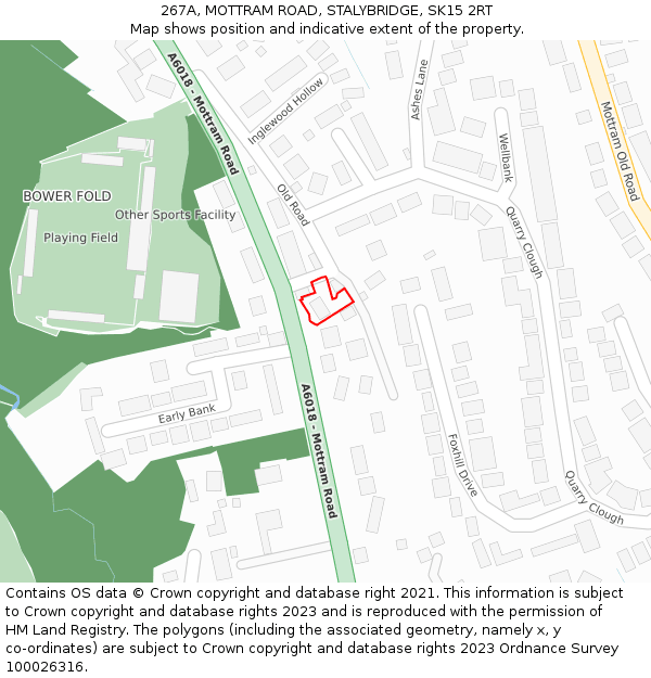 267A, MOTTRAM ROAD, STALYBRIDGE, SK15 2RT: Location map and indicative extent of plot