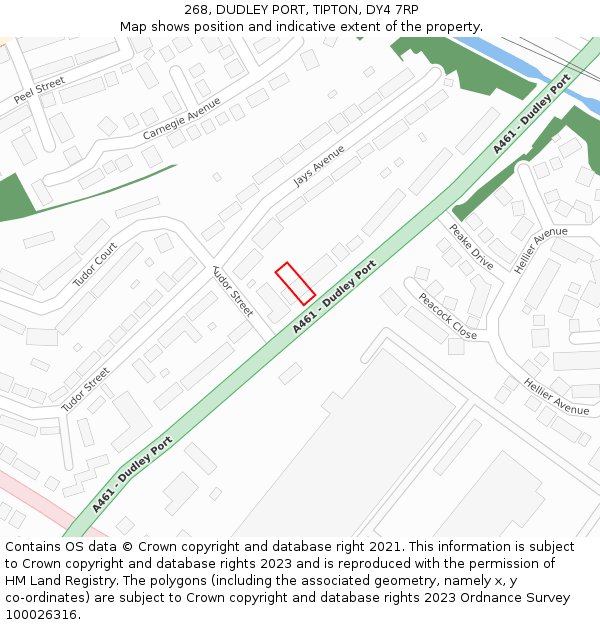 268, DUDLEY PORT, TIPTON, DY4 7RP: Location map and indicative extent of plot