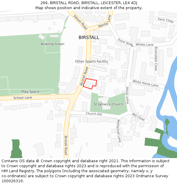 269, BIRSTALL ROAD, BIRSTALL, LEICESTER, LE4 4DJ: Location map and indicative extent of plot