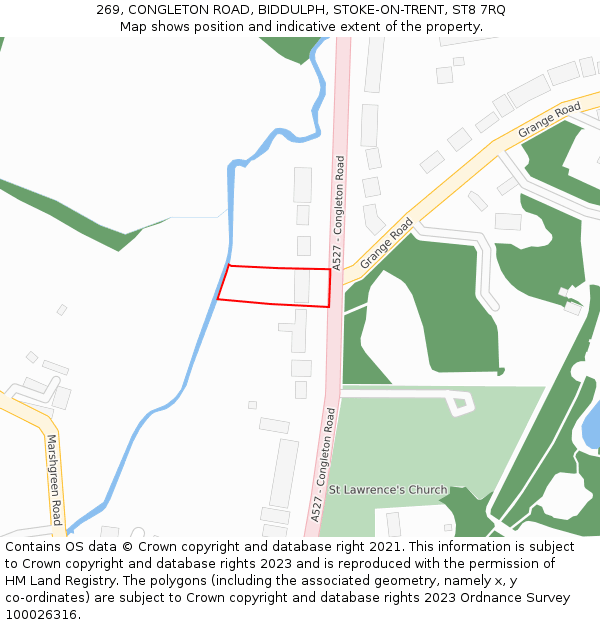 269, CONGLETON ROAD, BIDDULPH, STOKE-ON-TRENT, ST8 7RQ: Location map and indicative extent of plot