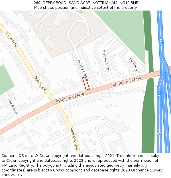 269, DERBY ROAD, SANDIACRE, NOTTINGHAM, NG10 5HF: Location map and indicative extent of plot