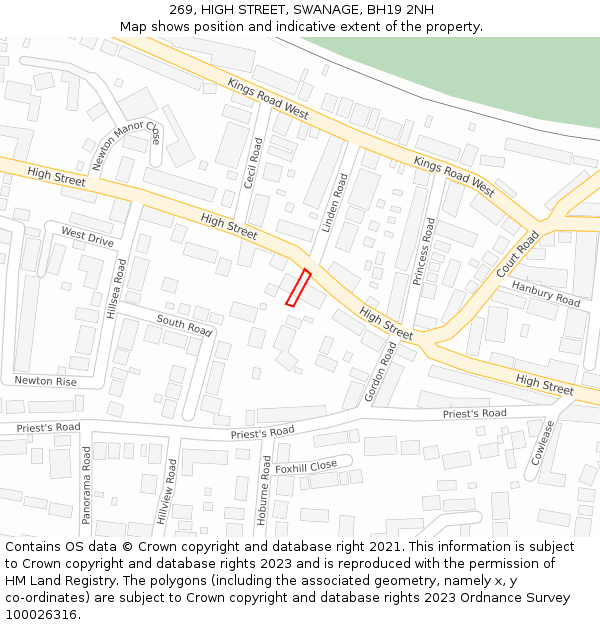 269, HIGH STREET, SWANAGE, BH19 2NH: Location map and indicative extent of plot