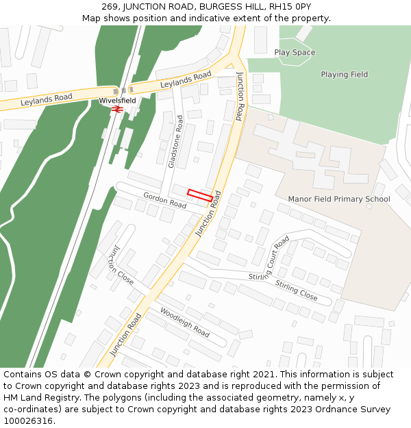 269, JUNCTION ROAD, BURGESS HILL, RH15 0PY: Location map and indicative extent of plot