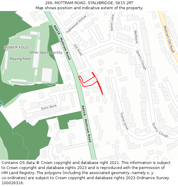 269, MOTTRAM ROAD, STALYBRIDGE, SK15 2RT: Location map and indicative extent of plot