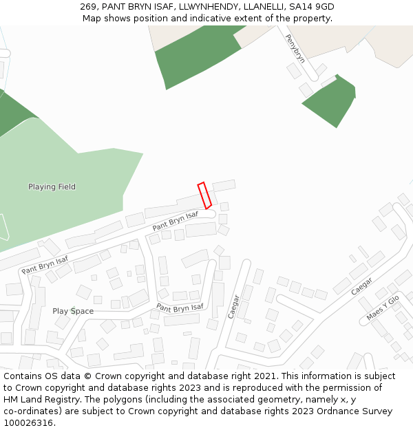 269, PANT BRYN ISAF, LLWYNHENDY, LLANELLI, SA14 9GD: Location map and indicative extent of plot