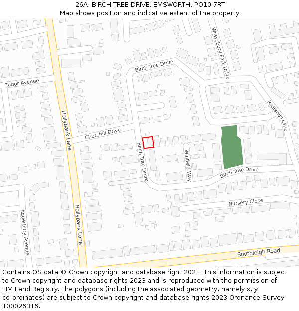 26A, BIRCH TREE DRIVE, EMSWORTH, PO10 7RT: Location map and indicative extent of plot