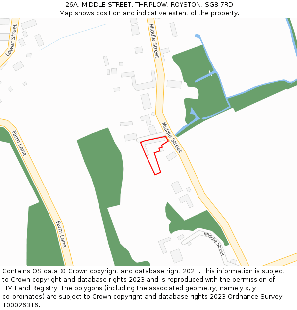 26A, MIDDLE STREET, THRIPLOW, ROYSTON, SG8 7RD: Location map and indicative extent of plot