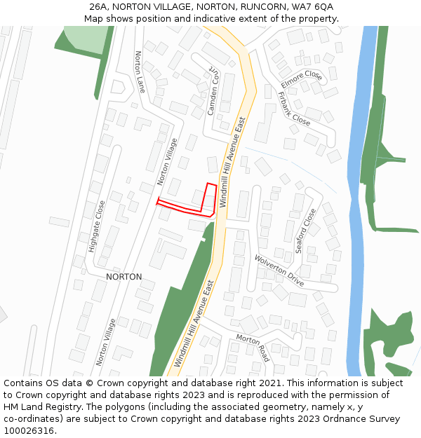 26A, NORTON VILLAGE, NORTON, RUNCORN, WA7 6QA: Location map and indicative extent of plot