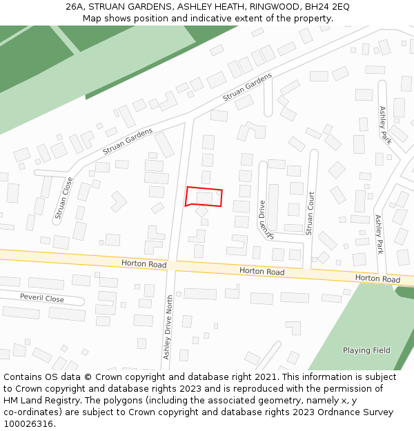 26A, STRUAN GARDENS, ASHLEY HEATH, RINGWOOD, BH24 2EQ: Location map and indicative extent of plot