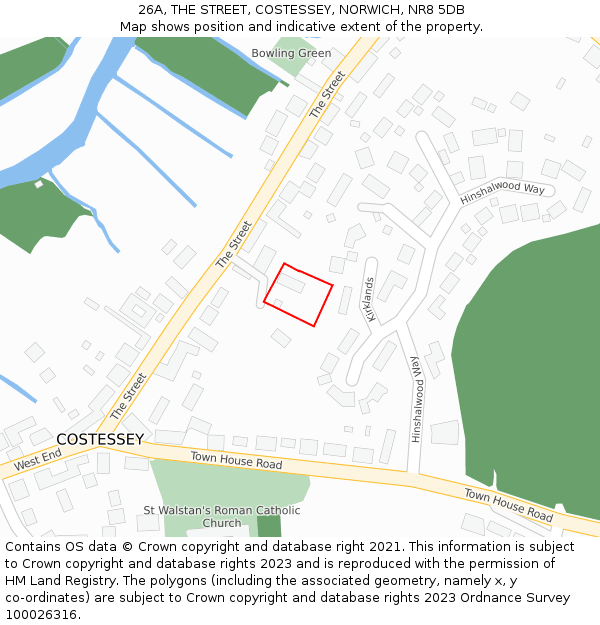 26A, THE STREET, COSTESSEY, NORWICH, NR8 5DB: Location map and indicative extent of plot