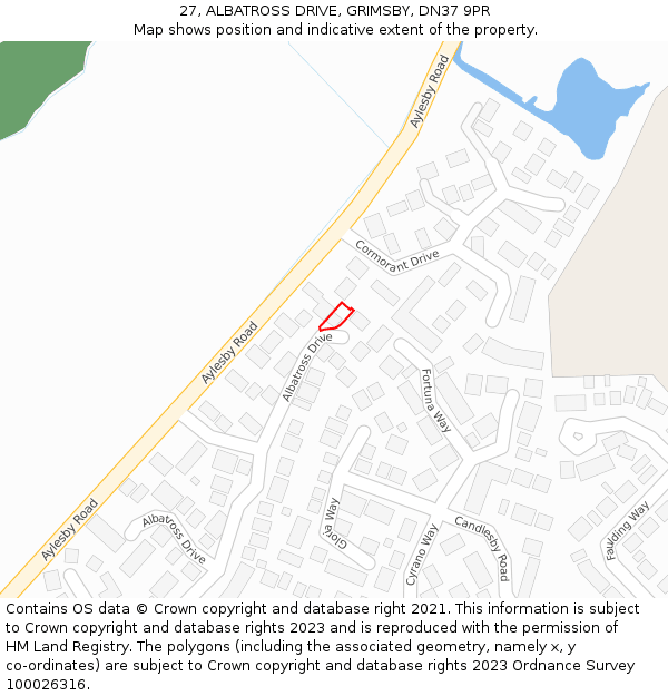 27, ALBATROSS DRIVE, GRIMSBY, DN37 9PR: Location map and indicative extent of plot