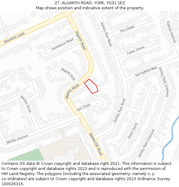 27, ALGARTH ROAD, YORK, YO31 1EZ: Location map and indicative extent of plot