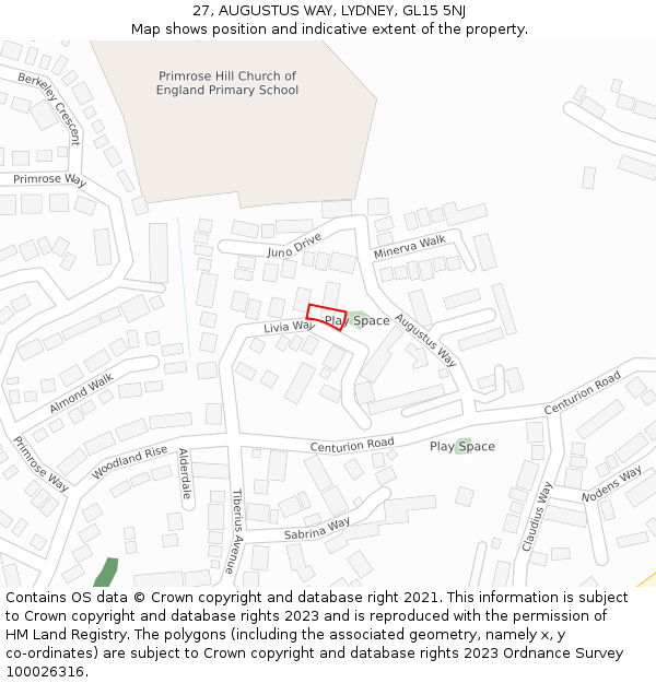 27, AUGUSTUS WAY, LYDNEY, GL15 5NJ: Location map and indicative extent of plot