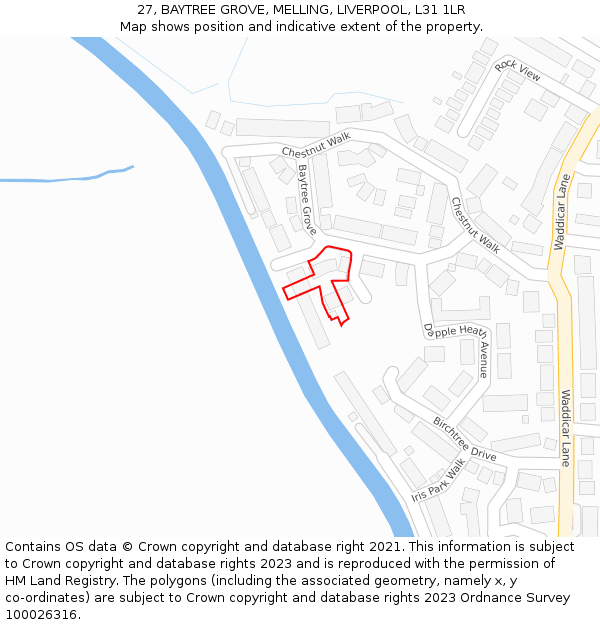 27, BAYTREE GROVE, MELLING, LIVERPOOL, L31 1LR: Location map and indicative extent of plot