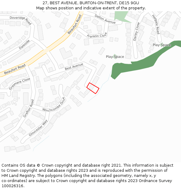 27, BEST AVENUE, BURTON-ON-TRENT, DE15 9GU: Location map and indicative extent of plot