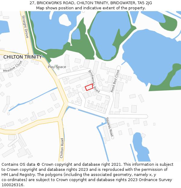 27, BRICKWORKS ROAD, CHILTON TRINITY, BRIDGWATER, TA5 2JG: Location map and indicative extent of plot