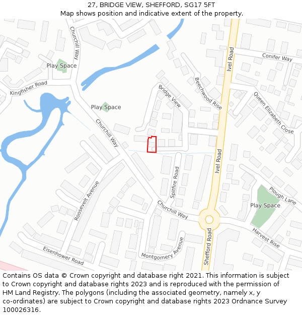 27, BRIDGE VIEW, SHEFFORD, SG17 5FT: Location map and indicative extent of plot