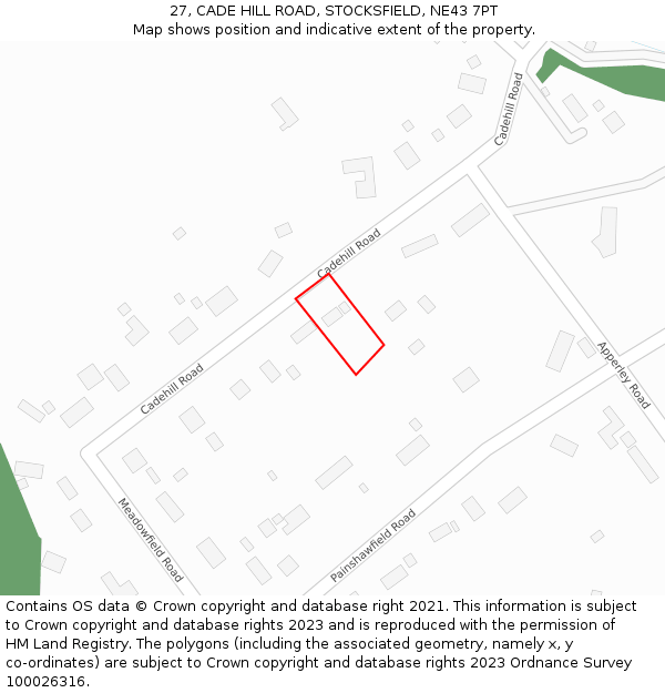 27, CADE HILL ROAD, STOCKSFIELD, NE43 7PT: Location map and indicative extent of plot