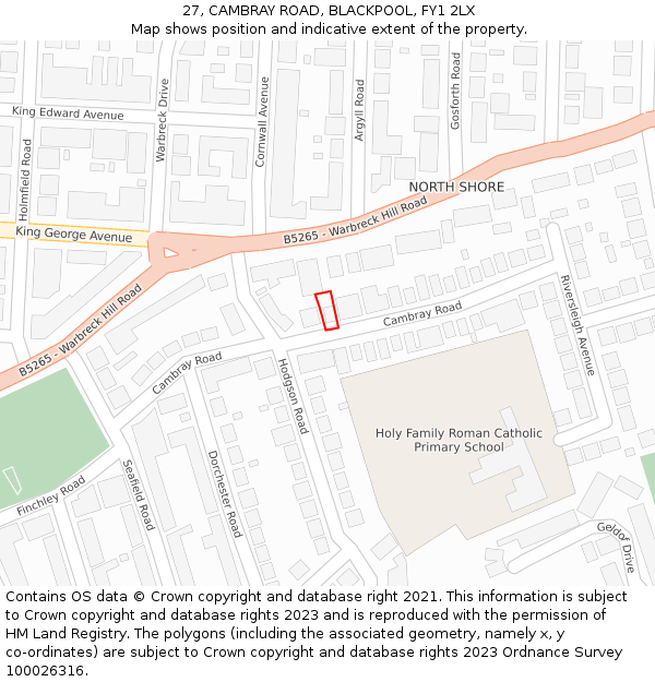 27, CAMBRAY ROAD, BLACKPOOL, FY1 2LX: Location map and indicative extent of plot