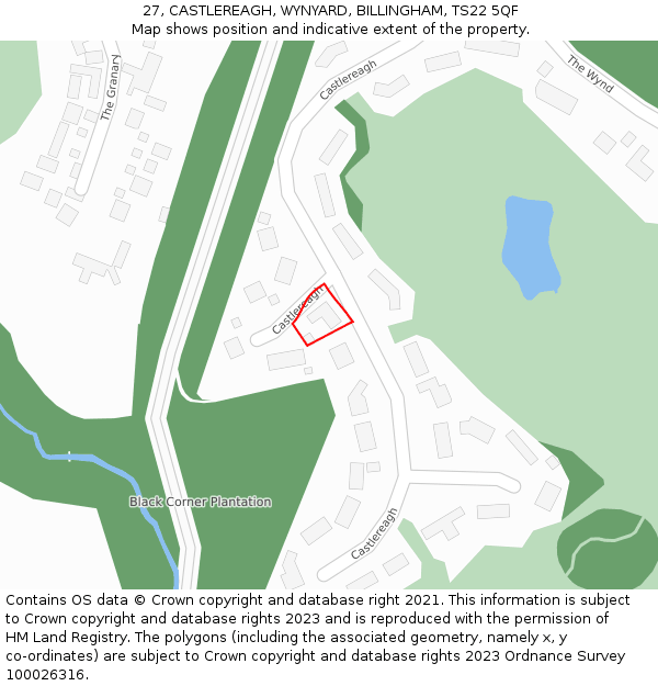 27, CASTLEREAGH, WYNYARD, BILLINGHAM, TS22 5QF: Location map and indicative extent of plot