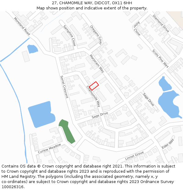 27, CHAMOMILE WAY, DIDCOT, OX11 6HH: Location map and indicative extent of plot