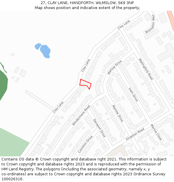27, CLAY LANE, HANDFORTH, WILMSLOW, SK9 3NP: Location map and indicative extent of plot