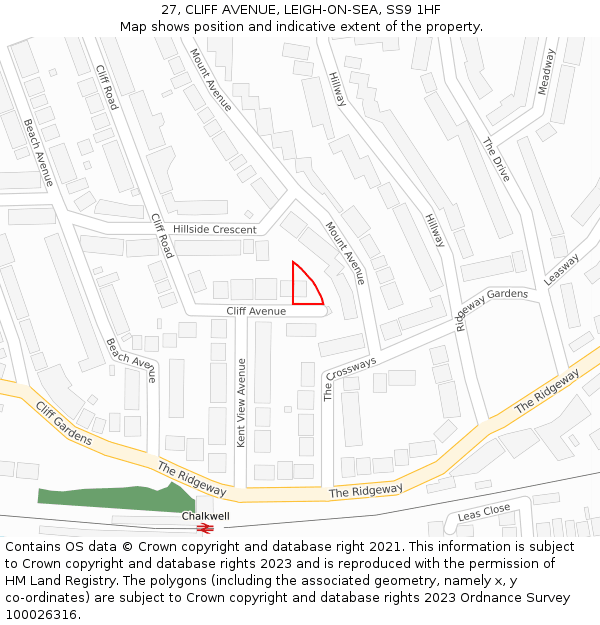 27, CLIFF AVENUE, LEIGH-ON-SEA, SS9 1HF: Location map and indicative extent of plot