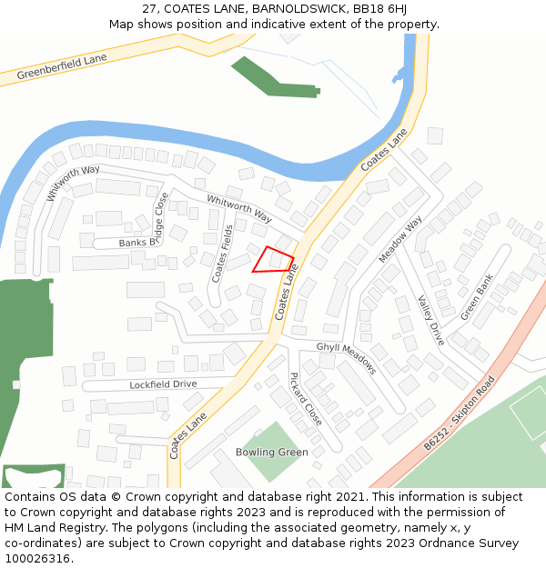 27, COATES LANE, BARNOLDSWICK, BB18 6HJ: Location map and indicative extent of plot