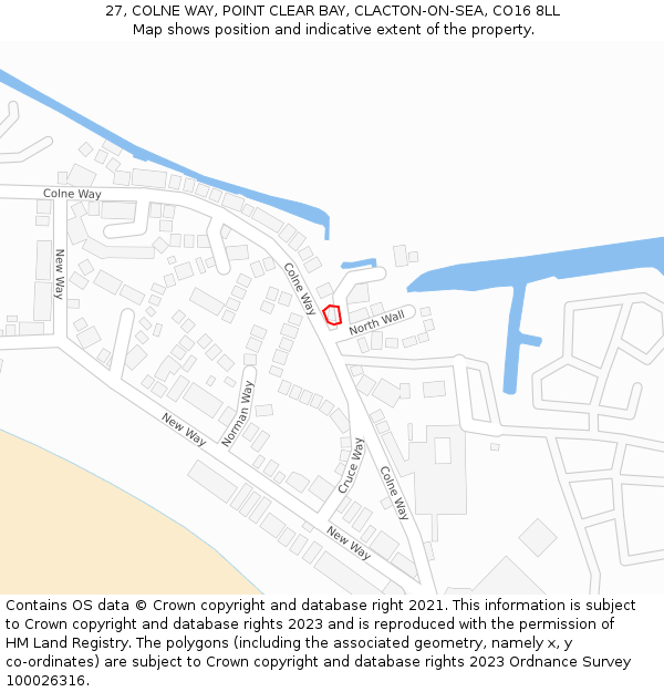 27, COLNE WAY, POINT CLEAR BAY, CLACTON-ON-SEA, CO16 8LL: Location map and indicative extent of plot