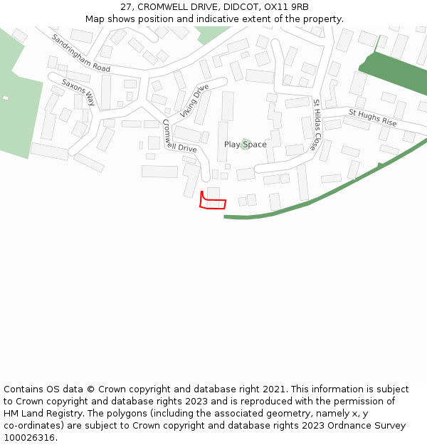 27, CROMWELL DRIVE, DIDCOT, OX11 9RB: Location map and indicative extent of plot