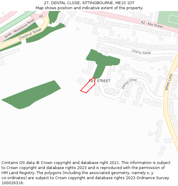 27, DENTAL CLOSE, SITTINGBOURNE, ME10 1DT: Location map and indicative extent of plot