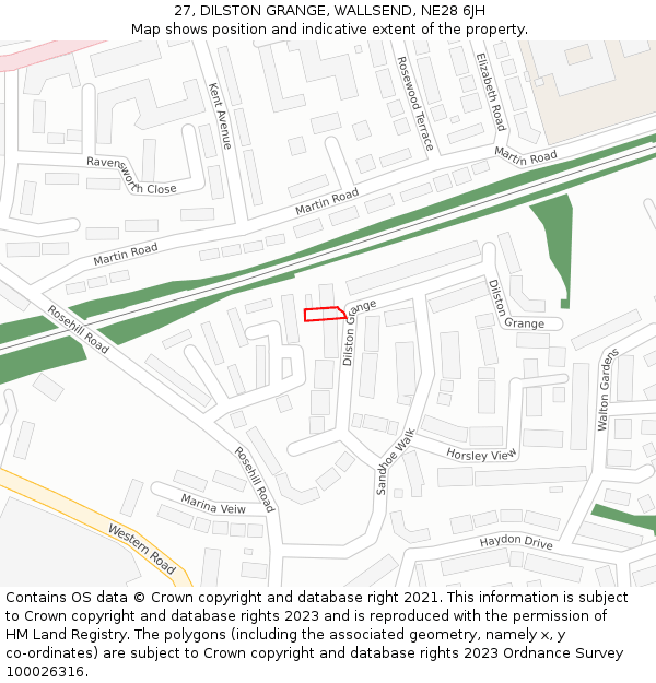 27, DILSTON GRANGE, WALLSEND, NE28 6JH: Location map and indicative extent of plot