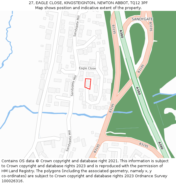 27, EAGLE CLOSE, KINGSTEIGNTON, NEWTON ABBOT, TQ12 3PF: Location map and indicative extent of plot