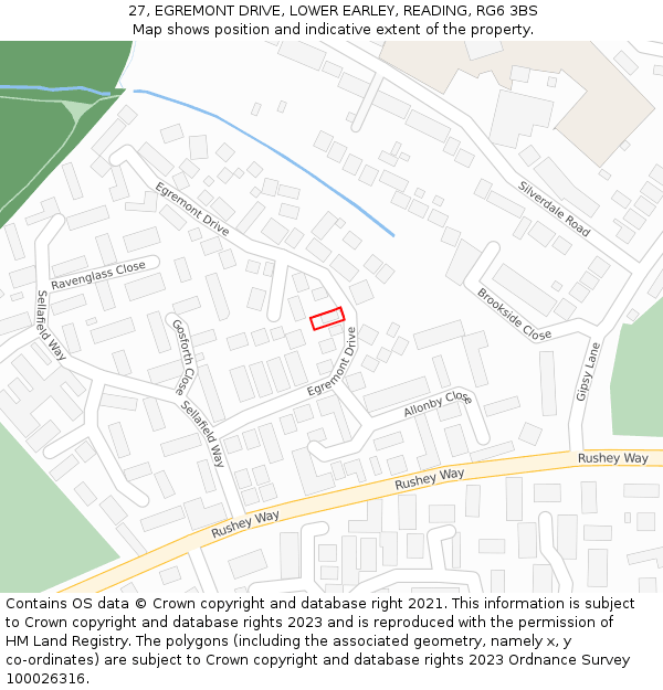 27, EGREMONT DRIVE, LOWER EARLEY, READING, RG6 3BS: Location map and indicative extent of plot