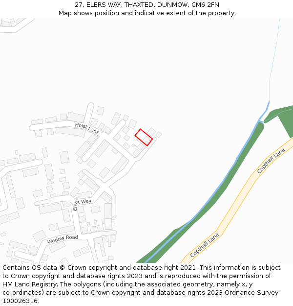 27, ELERS WAY, THAXTED, DUNMOW, CM6 2FN: Location map and indicative extent of plot