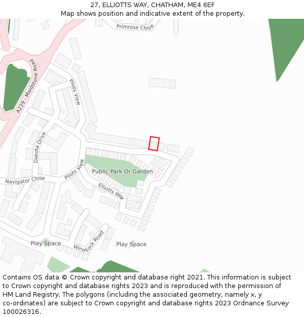 27, ELLIOTTS WAY, CHATHAM, ME4 6EF: Location map and indicative extent of plot