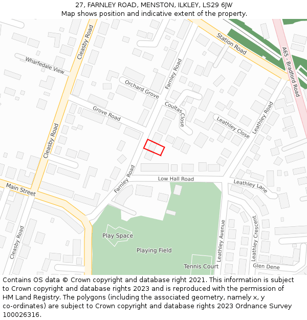 27, FARNLEY ROAD, MENSTON, ILKLEY, LS29 6JW: Location map and indicative extent of plot