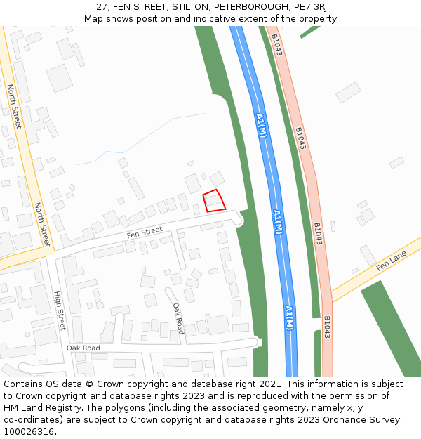 27, FEN STREET, STILTON, PETERBOROUGH, PE7 3RJ: Location map and indicative extent of plot