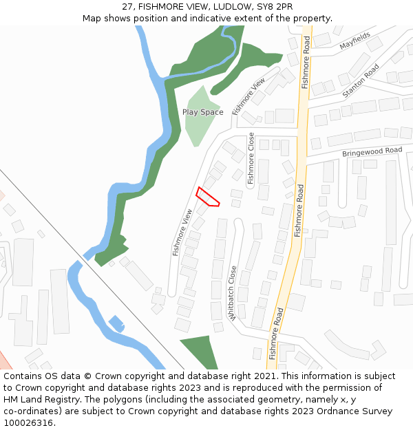 27, FISHMORE VIEW, LUDLOW, SY8 2PR: Location map and indicative extent of plot