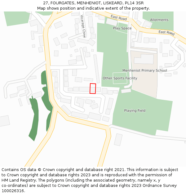 27, FOURGATES, MENHENIOT, LISKEARD, PL14 3SR: Location map and indicative extent of plot