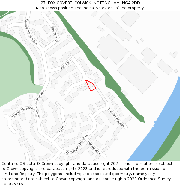 27, FOX COVERT, COLWICK, NOTTINGHAM, NG4 2DD: Location map and indicative extent of plot