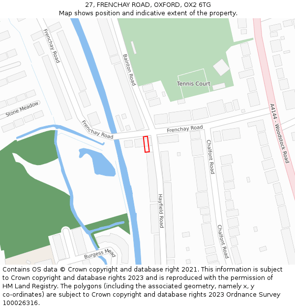 27, FRENCHAY ROAD, OXFORD, OX2 6TG: Location map and indicative extent of plot