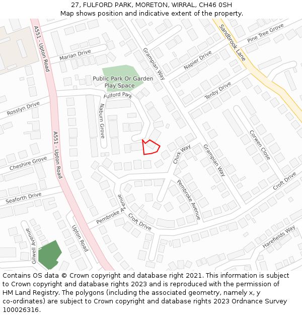 27, FULFORD PARK, MORETON, WIRRAL, CH46 0SH: Location map and indicative extent of plot